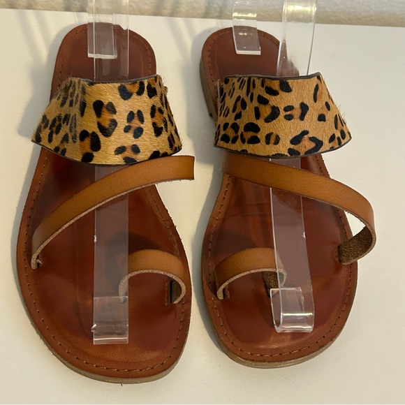 MIA leopard print genuine leather pony hair sandals size 6 spring summer beach - Picture 4 of 8